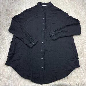 Aritzia - Talulah Women's Black Light Weight Cotton Button Front Tunic